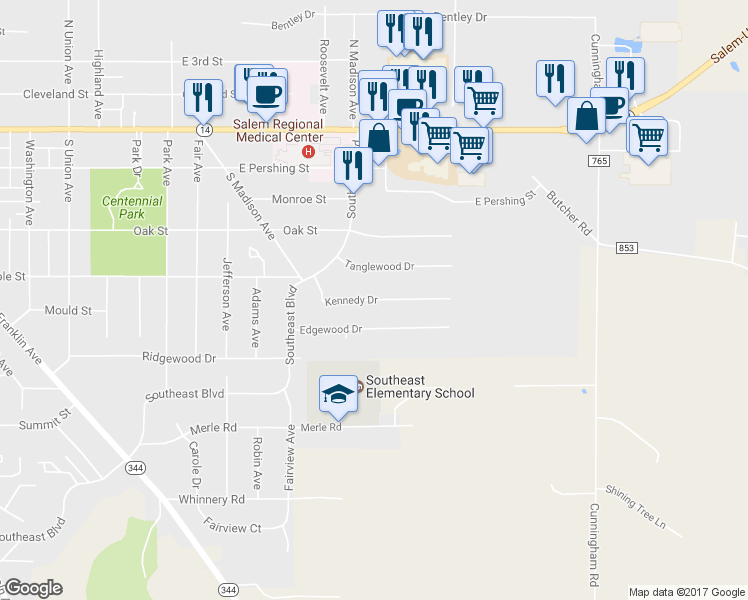 map of restaurants, bars, coffee shops, grocery stores, and more near 2332 Kennedy Drive in Salem