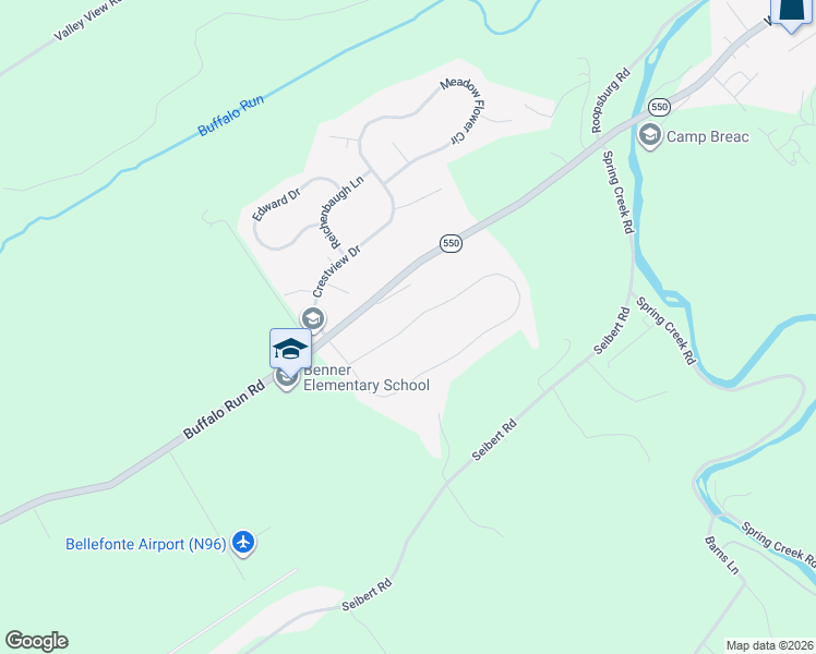 map of restaurants, bars, coffee shops, grocery stores, and more near Millgate Road in Bellefonte