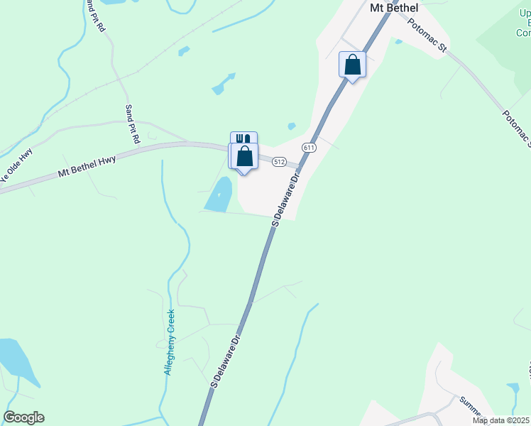 map of restaurants, bars, coffee shops, grocery stores, and more near 2000 South Delaware Drive in Mount Bethel