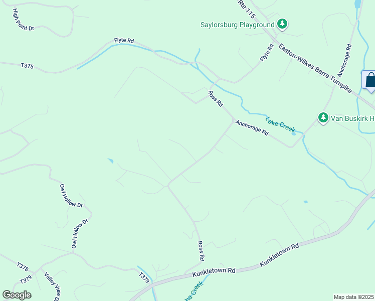 map of restaurants, bars, coffee shops, grocery stores, and more near Vincent Lane in Saylorsburg