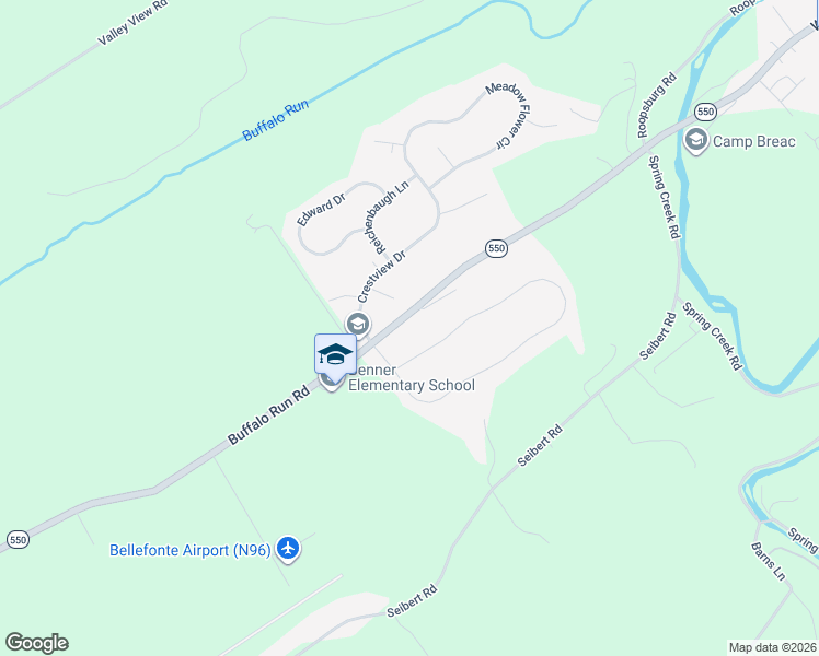 map of restaurants, bars, coffee shops, grocery stores, and more near 354-446 Buffalo Run Road in Bellefonte