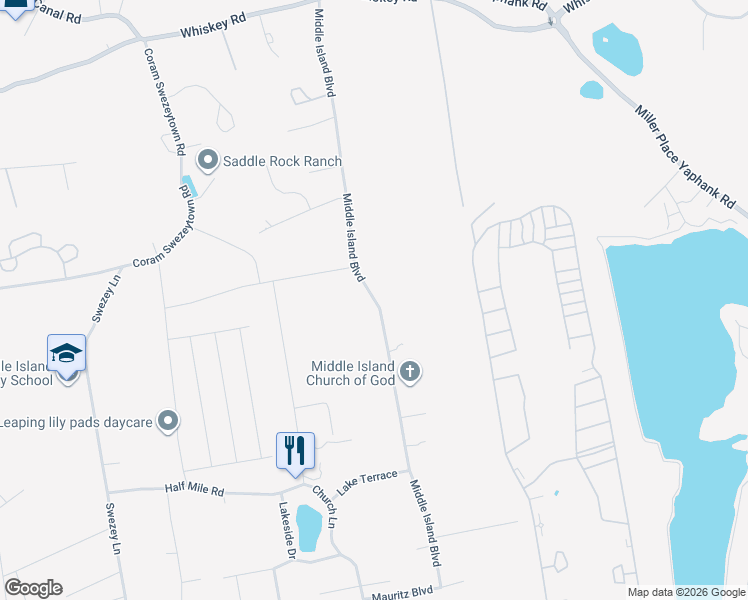 map of restaurants, bars, coffee shops, grocery stores, and more near Middle Island Boulevard in Middle Island