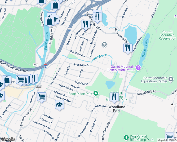map of restaurants, bars, coffee shops, grocery stores, and more near 79 Ridgeview Drive in Woodland Park