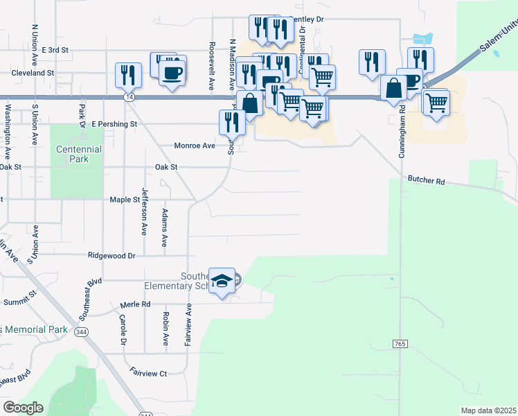 map of restaurants, bars, coffee shops, grocery stores, and more near 2332 Kennedy Drive in Salem