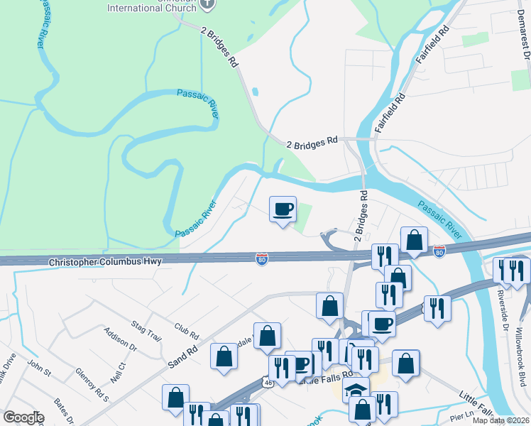 map of restaurants, bars, coffee shops, grocery stores, and more near 78 Lane Road in Fairfield