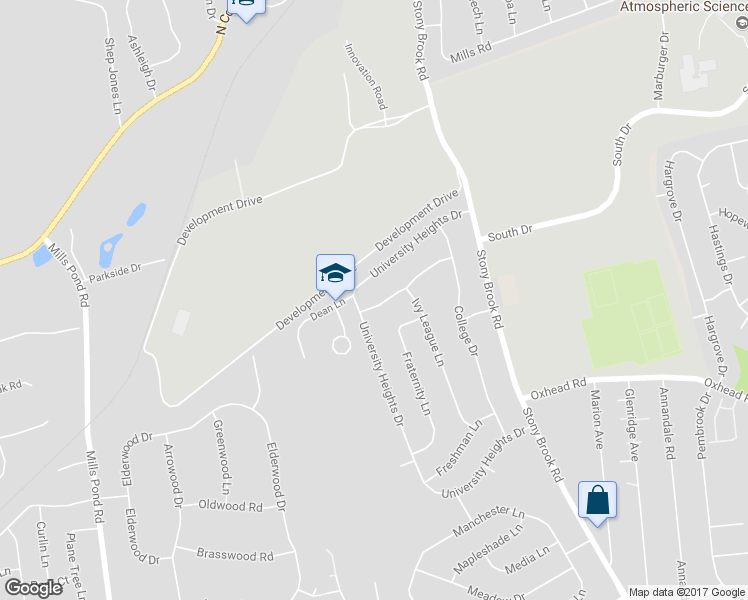 map of restaurants, bars, coffee shops, grocery stores, and more near 3 Sophomore Lane in Stony Brook