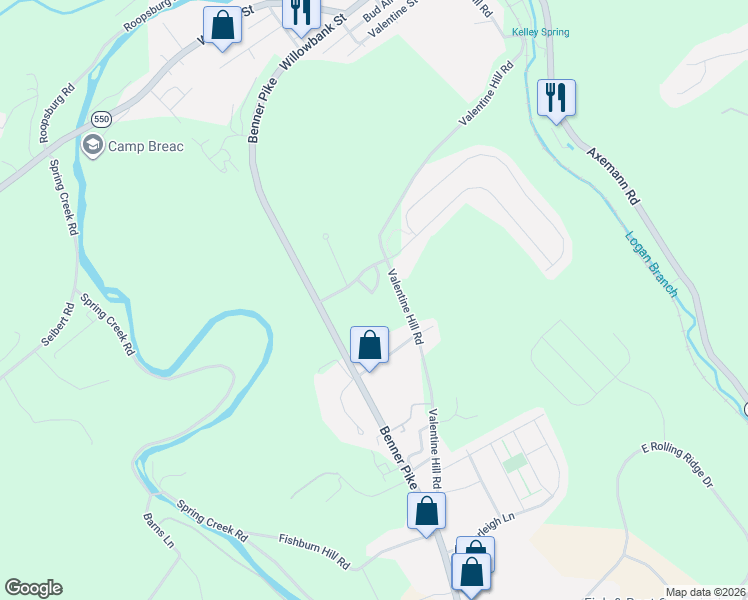 map of restaurants, bars, coffee shops, grocery stores, and more near 110 Skyview Drive in Bellefonte