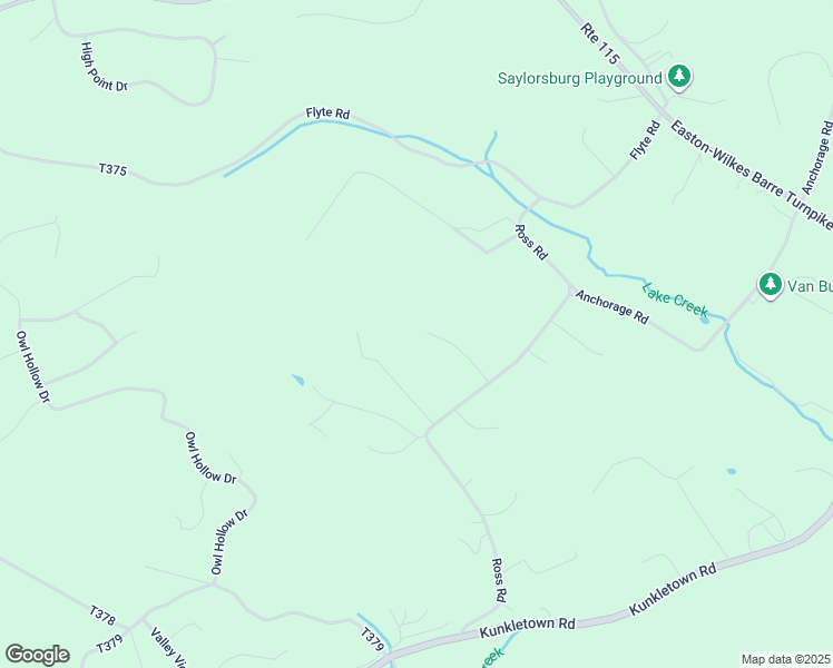 map of restaurants, bars, coffee shops, grocery stores, and more near Vincent Lane in Saylorsburg