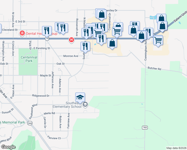 map of restaurants, bars, coffee shops, grocery stores, and more near 2332 Kennedy Drive in Salem