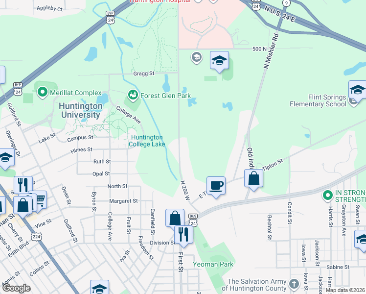 map of restaurants, bars, coffee shops, grocery stores, and more near 1759 Stults Road in Huntington