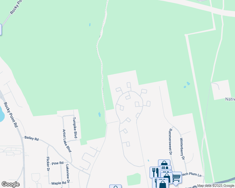 map of restaurants, bars, coffee shops, grocery stores, and more near 155 Eagle Hill Court in Middle Island