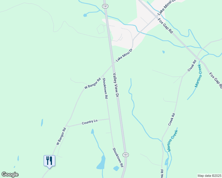 map of restaurants, bars, coffee shops, grocery stores, and more near 583 Shooktown Road in Bangor