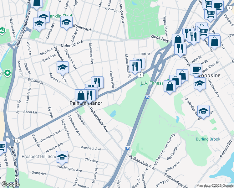 map of restaurants, bars, coffee shops, grocery stores, and more near 914 Wynnewood Road in Pelham Manor