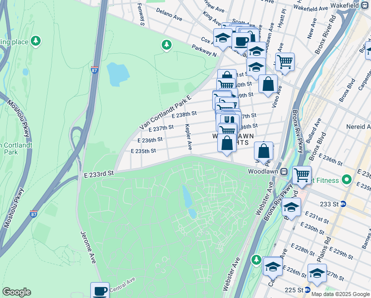 map of restaurants, bars, coffee shops, grocery stores, and more near 4278 Kepler Avenue in Bronx