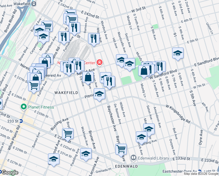 map of restaurants, bars, coffee shops, grocery stores, and more near 4321 De Reimer Avenue in The Bronx
