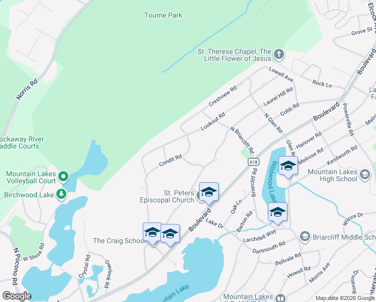 map of restaurants, bars, coffee shops, grocery stores, and more near 6 Van Duyne Road in Mountain Lakes