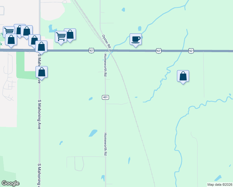 map of restaurants, bars, coffee shops, grocery stores, and more near 284 Homeworth Road in Alliance