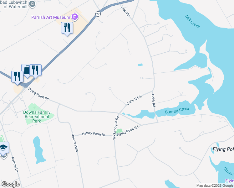 map of restaurants, bars, coffee shops, grocery stores, and more near 20 Stephen Halsey Path in Water Mill
