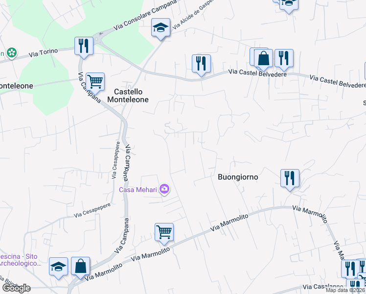 map of restaurants, bars, coffee shops, grocery stores, and more near 12 Via Pozzillo in Marano di Napoli