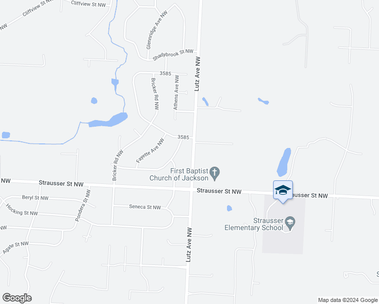 map of restaurants, bars, coffee shops, grocery stores, and more near 8015 Lutz Avenue Northwest in Massillon