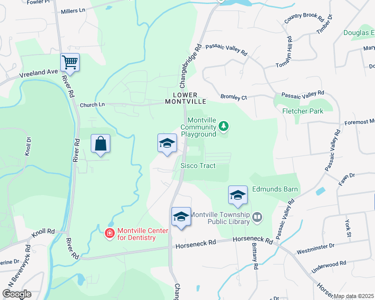 map of restaurants, bars, coffee shops, grocery stores, and more near 130 Changebridge Road in Montville
