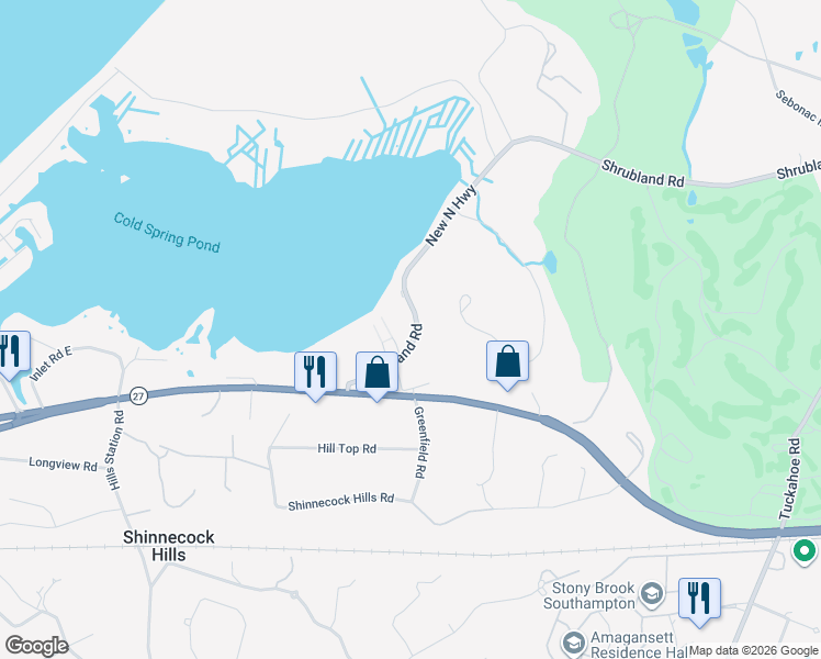 map of restaurants, bars, coffee shops, grocery stores, and more near 55 Shrubland Road in Southampton