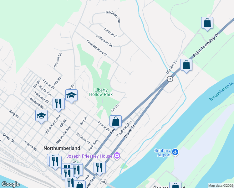 map of restaurants, bars, coffee shops, grocery stores, and more near 201-223 Wild Cherry Lane in Northumberland