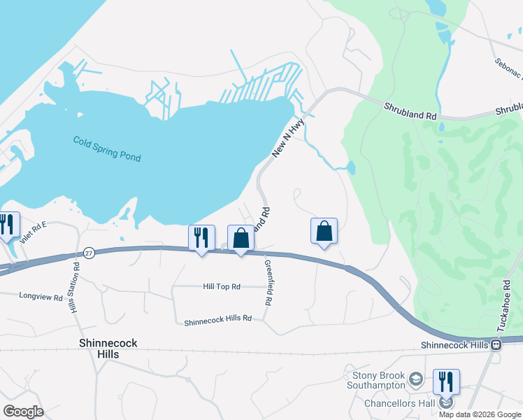 map of restaurants, bars, coffee shops, grocery stores, and more near 49 Shrubland Road in Southampton