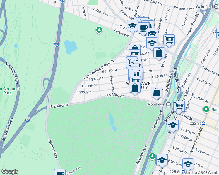 map of restaurants, bars, coffee shops, grocery stores, and more near 4278 Kepler Avenue in Bronx
