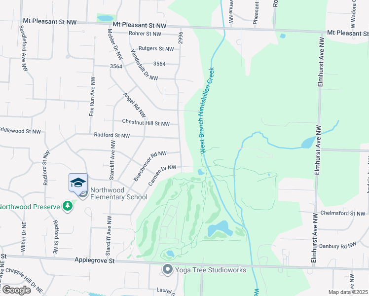 map of restaurants, bars, coffee shops, grocery stores, and more near 7514 Peachmont Avenue Northwest in North Canton