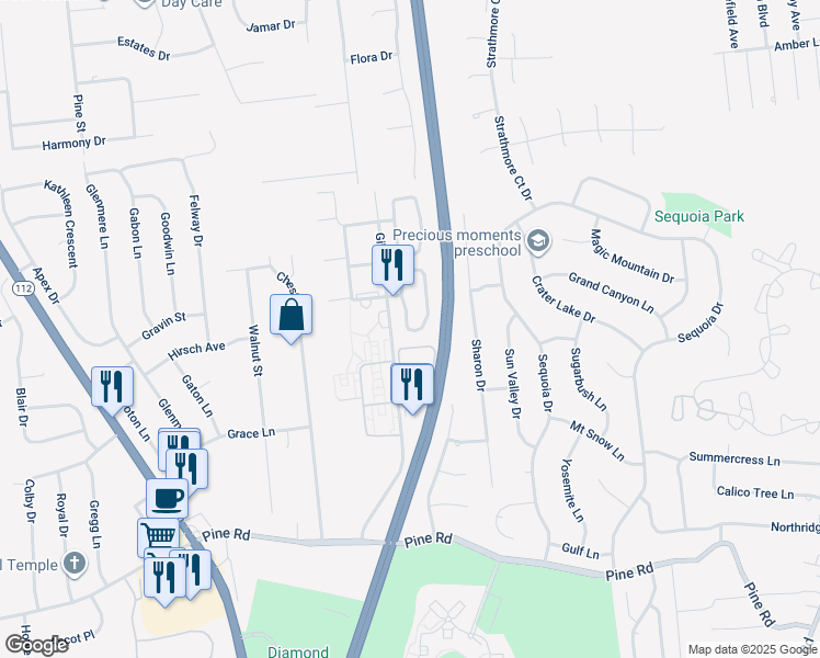 map of restaurants, bars, coffee shops, grocery stores, and more near in 