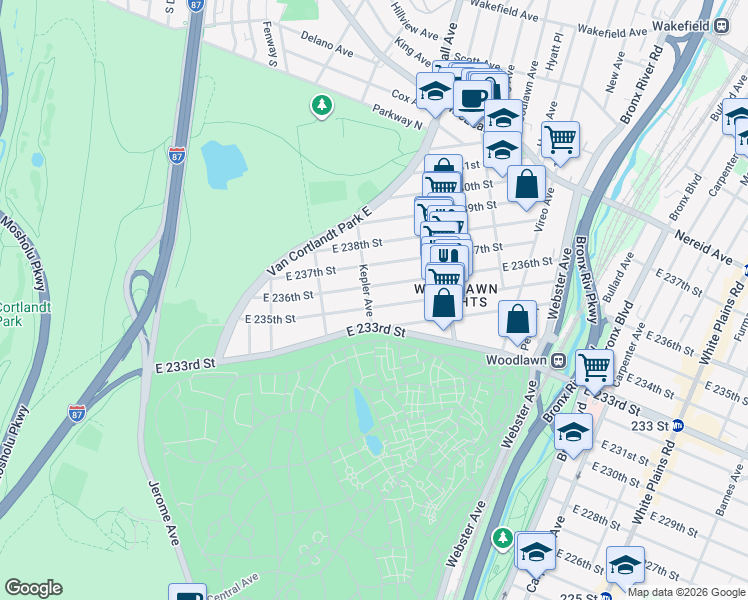 map of restaurants, bars, coffee shops, grocery stores, and more near 4278 Kepler Avenue in Bronx