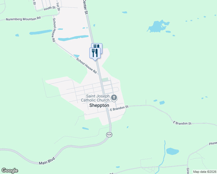 map of restaurants, bars, coffee shops, grocery stores, and more near 928 Center Street in Ringtown