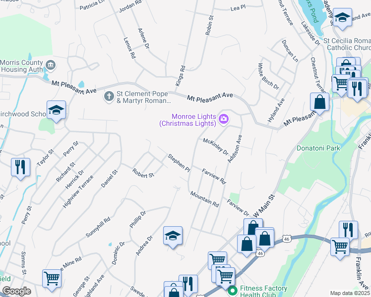 map of restaurants, bars, coffee shops, grocery stores, and more near 134B Farview Road in Rockaway