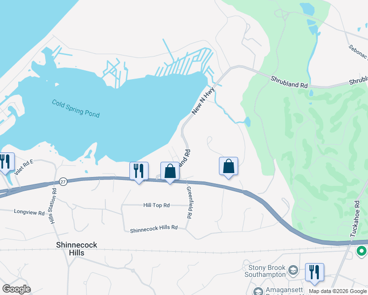 map of restaurants, bars, coffee shops, grocery stores, and more near 55 Shrubland Road in Southampton