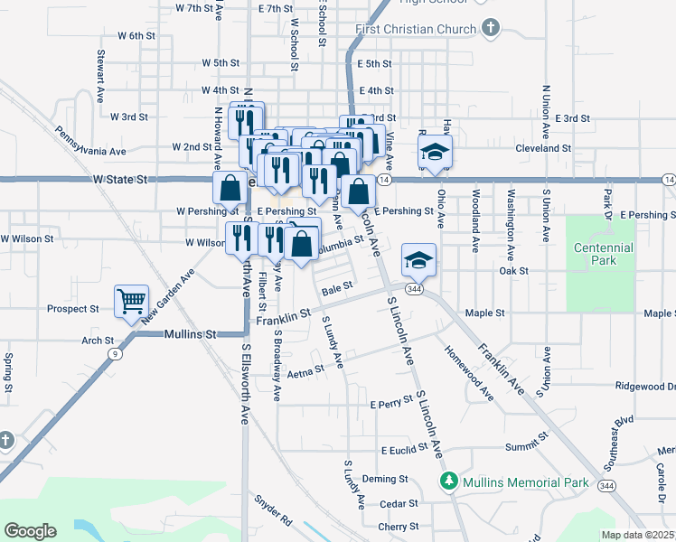 map of restaurants, bars, coffee shops, grocery stores, and more near 531 Walnut Street in Salem