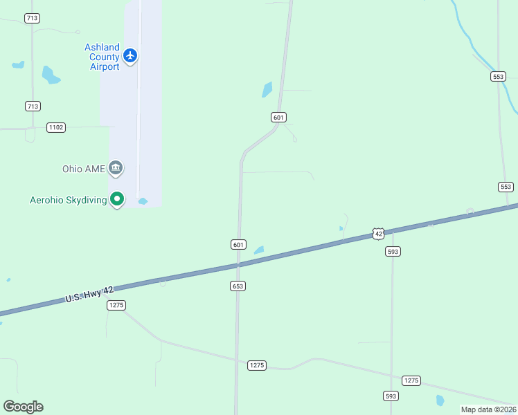 map of restaurants, bars, coffee shops, grocery stores, and more near 1127 County Road 601 in Ashland