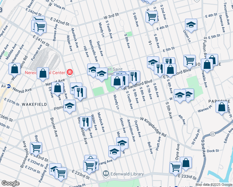 map of restaurants, bars, coffee shops, grocery stores, and more near 514 South 11th Avenue in Mount Vernon
