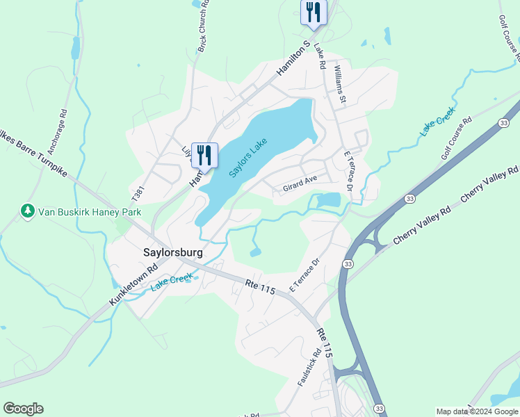 map of restaurants, bars, coffee shops, grocery stores, and more near in Saylorsburg