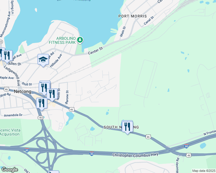 map of restaurants, bars, coffee shops, grocery stores, and more near 33 Netcong Heights in Netcong