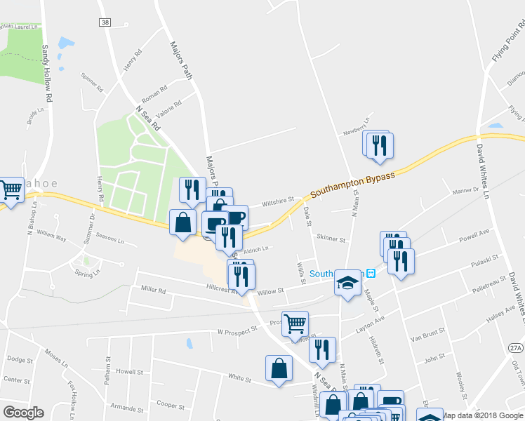 map of restaurants, bars, coffee shops, grocery stores, and more near 66 Wiltshire Street in Southampton
