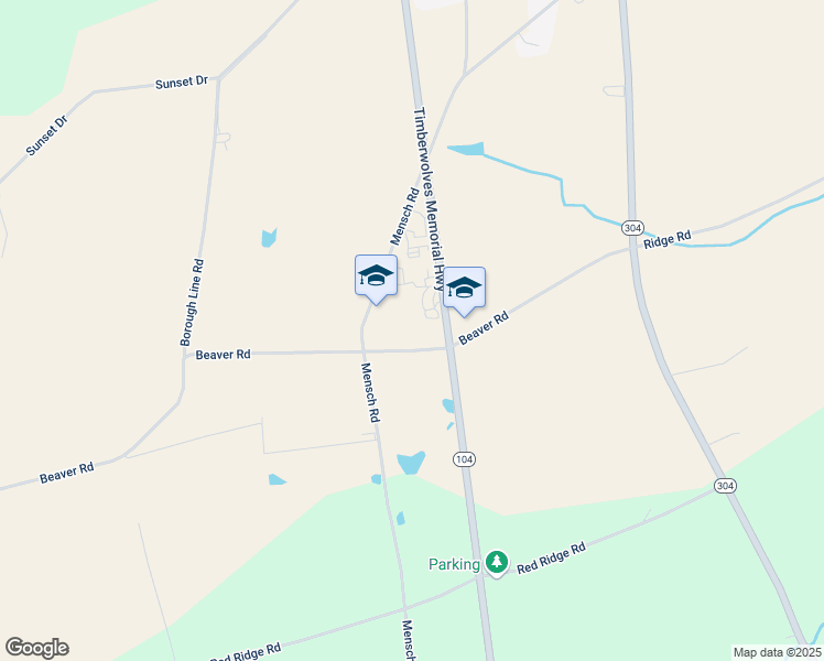 map of restaurants, bars, coffee shops, grocery stores, and more near 500 Beaver Road in Mifflinburg