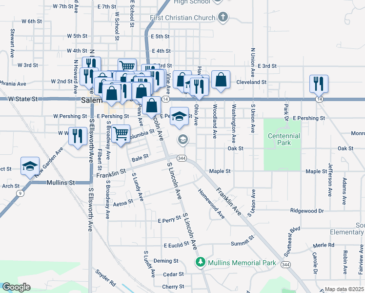 map of restaurants, bars, coffee shops, grocery stores, and more near 491 Reilly Avenue in Salem