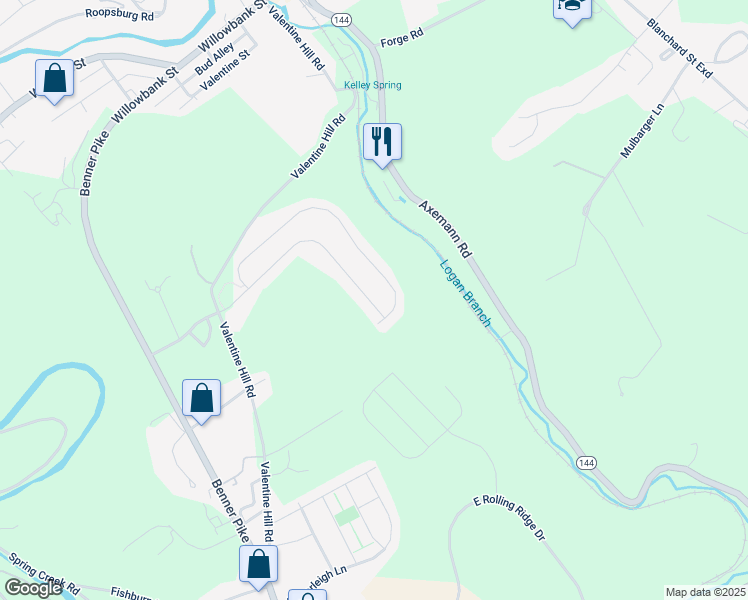 map of restaurants, bars, coffee shops, grocery stores, and more near 199 Rosehill Drive in Bellefonte