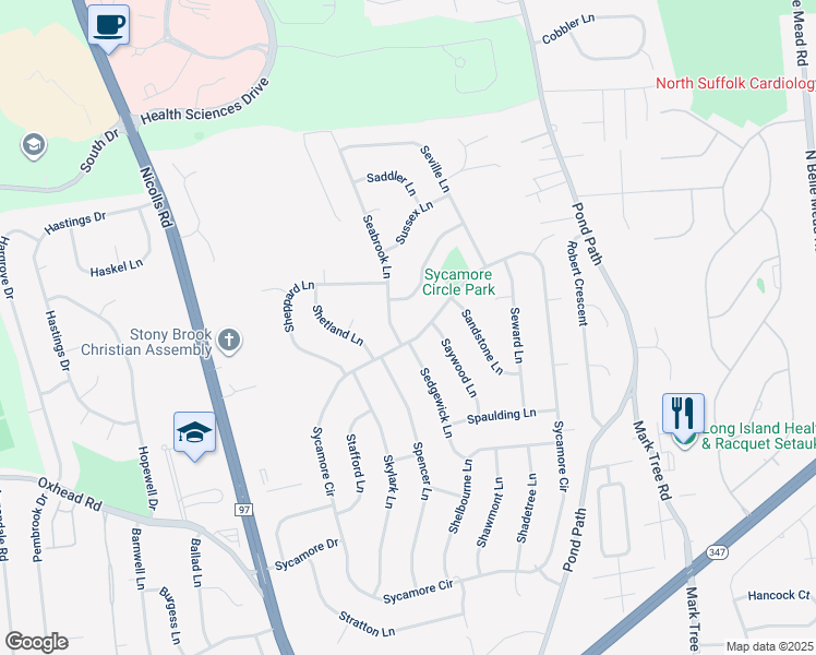 map of restaurants, bars, coffee shops, grocery stores, and more near in Stony Brook