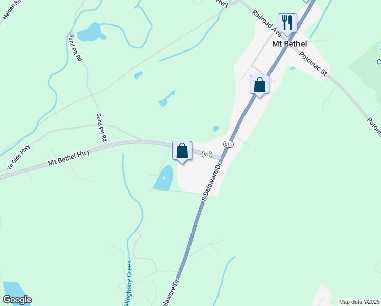 map of restaurants, bars, coffee shops, grocery stores, and more near 2165 Mount Bethel Highway in Mount Bethel