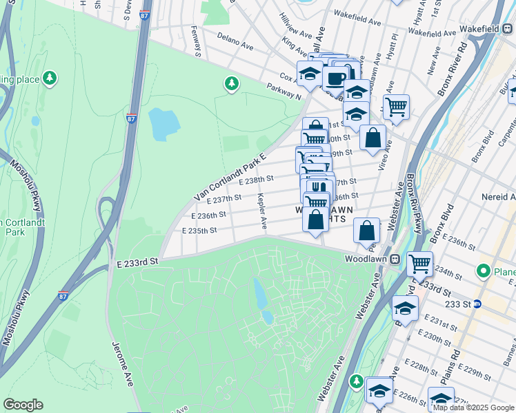 map of restaurants, bars, coffee shops, grocery stores, and more near 4278 Kepler Avenue in Bronx