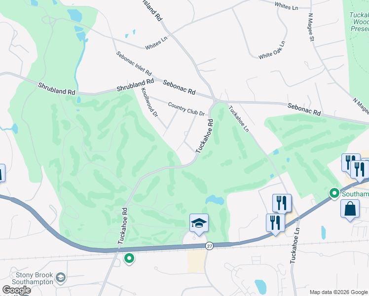 map of restaurants, bars, coffee shops, grocery stores, and more near 34 Overlook Drive in Southampton