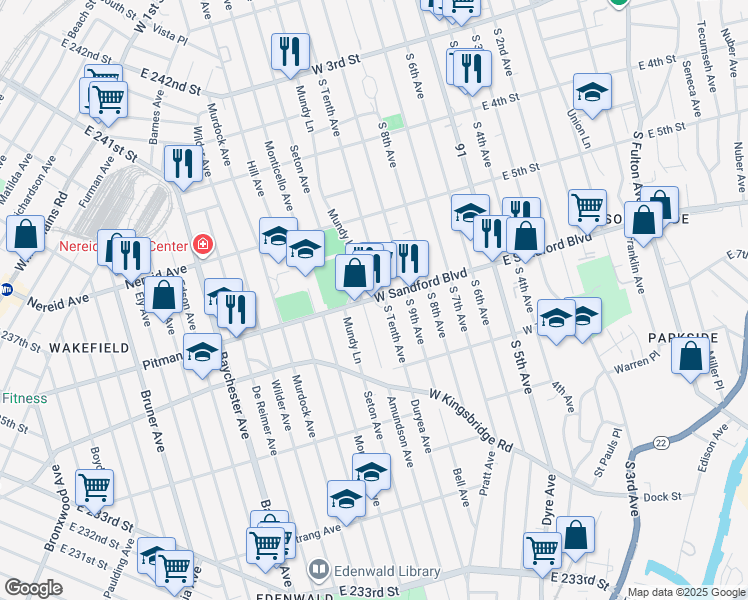 map of restaurants, bars, coffee shops, grocery stores, and more near 514 South 11th Avenue in Mount Vernon