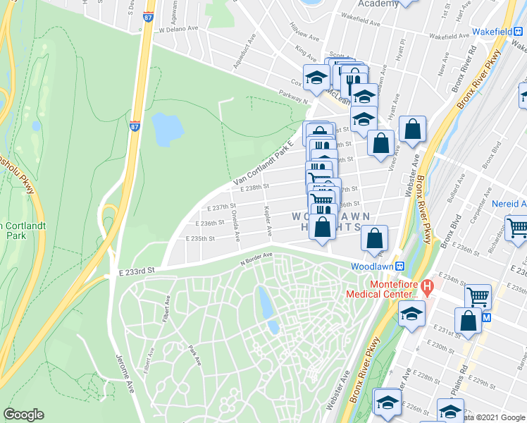 map of restaurants, bars, coffee shops, grocery stores, and more near 4278 Kepler Avenue in The Bronx